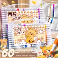 ButterBear 60 Colors Acrylic Marker Pens Non-Toxic Waterproof Ink Dual Tip for Rock Art Canvas Ceramic Fabric DIY Crafts Kids