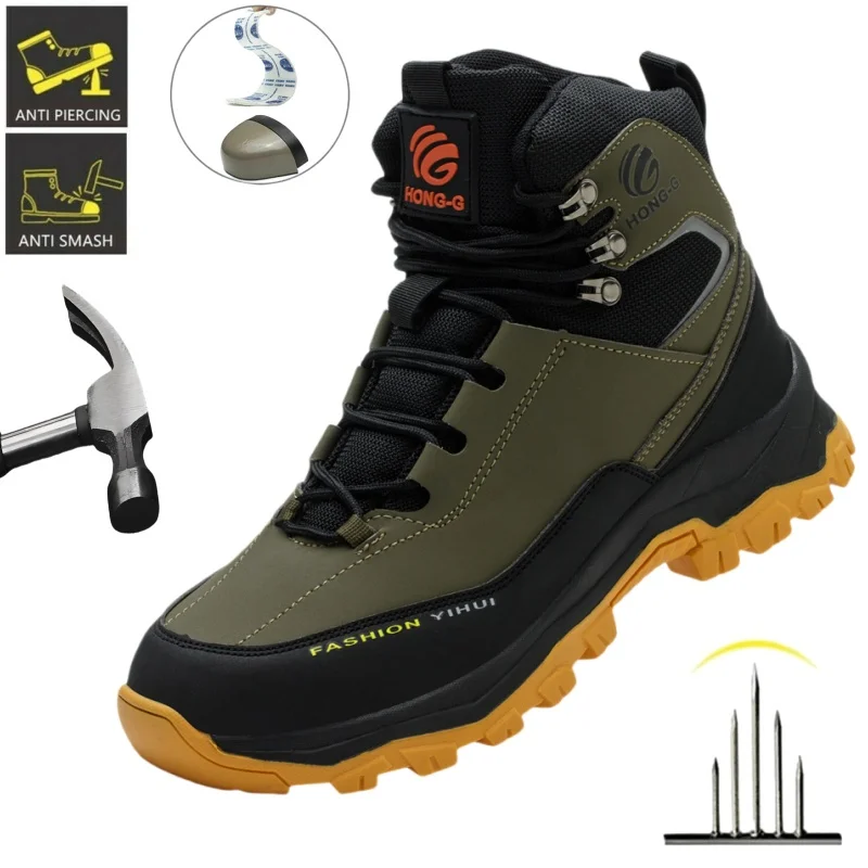 Scarpe antinfortunistiche da uomo di qualità standard Eur Stivali antinfortunistici anti-sfondamento con punta in acciaio Stivali da lavoro resistenti all'usura da costruzione a prova di foratura