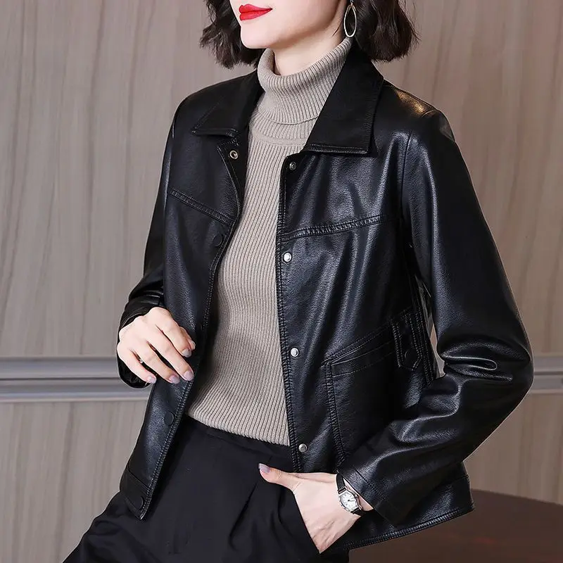 

Women Leather Jacket Spring And Autumn 2023 New Fashion Coat Female Short Casual Women Clothing Top