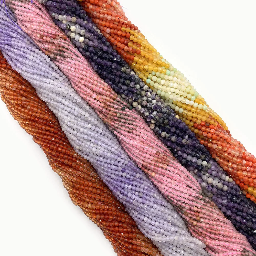 

1 Strand 6colors Small Faceted Stone Loose Beads Strand 2mm/3mm/5mm Sizes Round Shaped DIY for Making Necklace Bracelets Earring