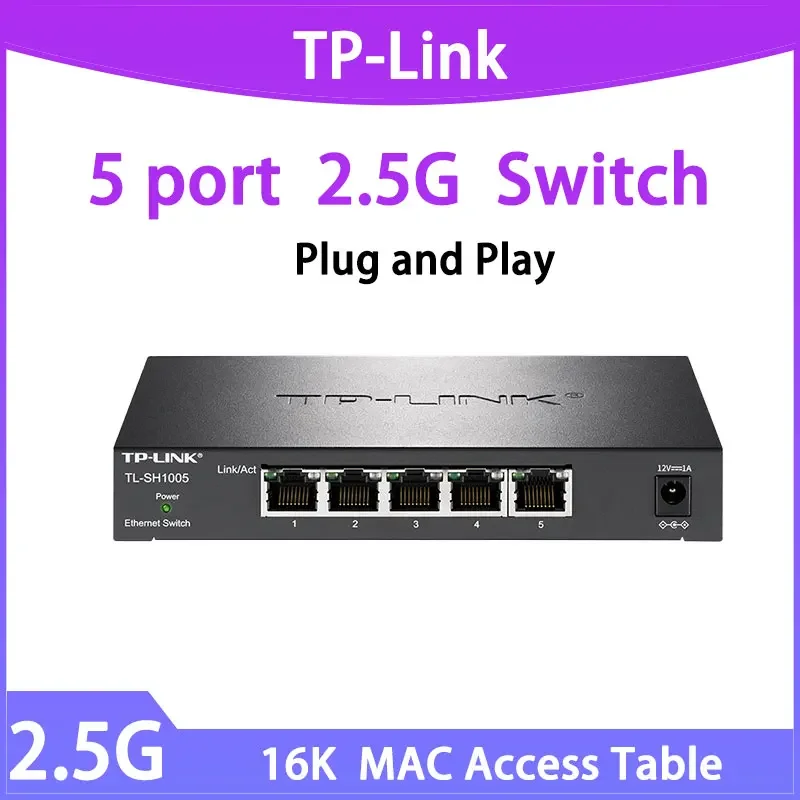 Tp-link Switch 2500mbps 2.5g Switches 2.5gbps  2.5 Gigabit All 5*2.5gb Lan RJ45 Ethernet TL-SH1005 Plug and Play Asic Miner
