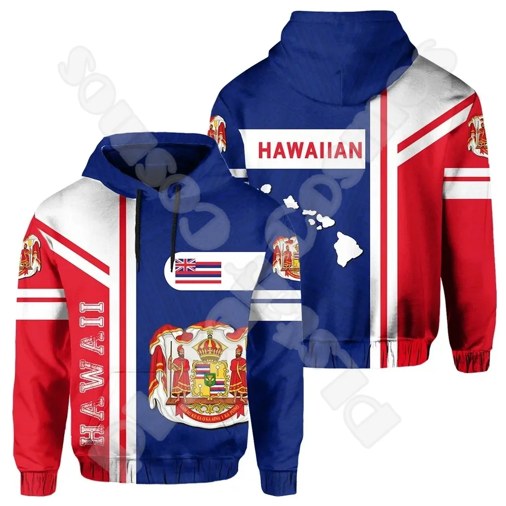 

Polynesian Hawaii King Kamehameha Country Flag Tribe Hawaiian Tattoo Retro Tracksuit Harajuku 3DPrint Casual Jacket Hoodies X24
