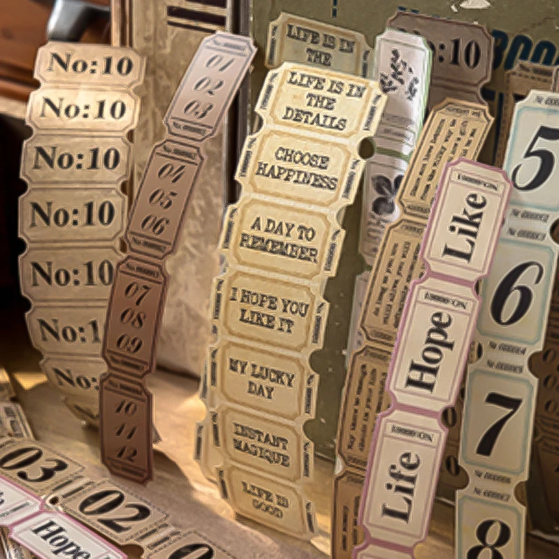 Mr.Paper 20Pcs 더블 팩 롱 스트립 스티커 타임 스티치 시리즈 레트로 저널 스크랩북 콜라주 장식 공예 용품