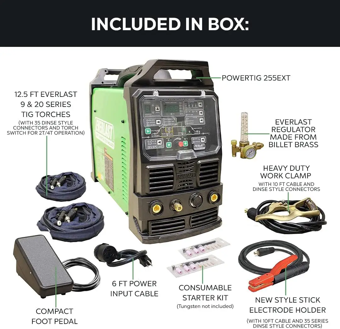 TIG 325 EXT 320 amp DIGITAL AC/DC TIG Stick Pulse welder 220 Volt Inverter-Based AC DC Pulse up to 500 Hz in DC 250 Hz AC 4