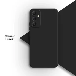 High-Quality Liquid Silicone Square Back Cover with Lens Protection - Original Design for Samsung A35 (Classic Black)