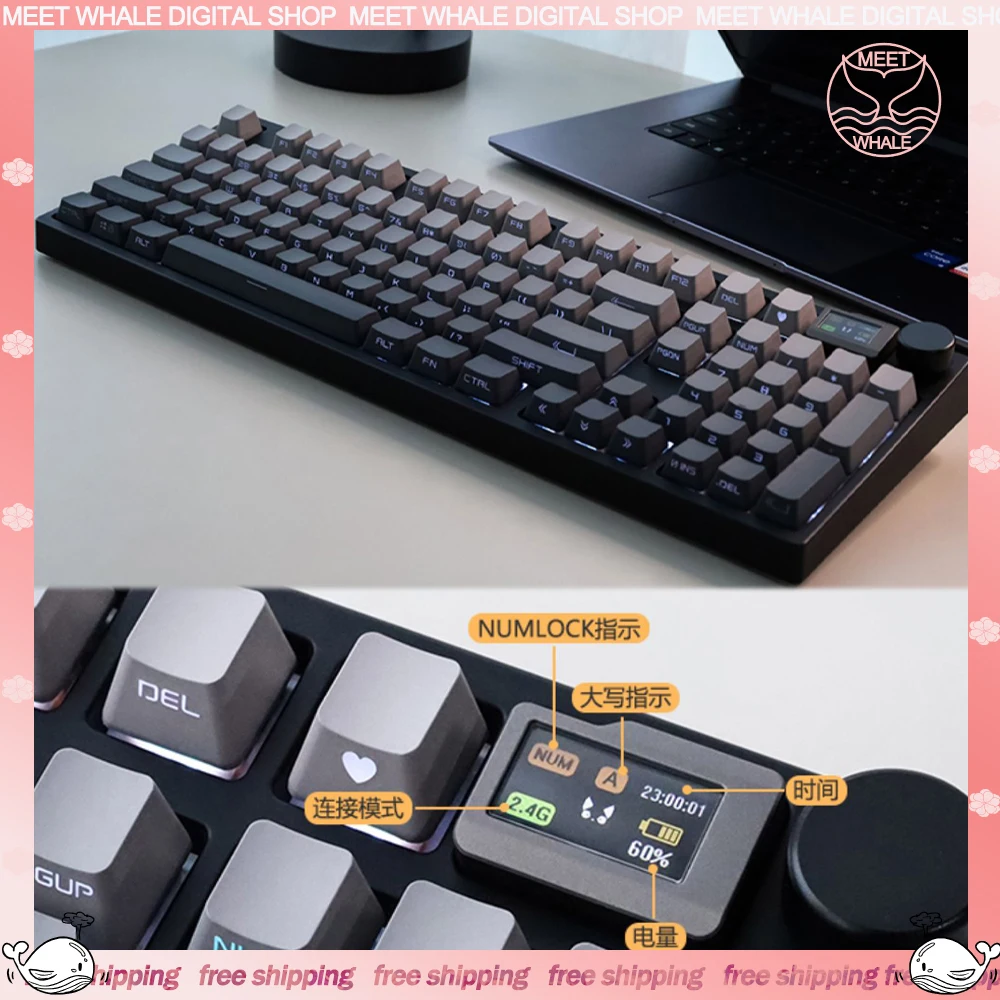 Механическая игровая клавиатура Keydous NJ98, 98 клавиш, 3 режима, 2,4 ГГц/USB/Bluetooth, беспроводная клавиатура, RGB, быстрая заменка, механическая клавиатура
