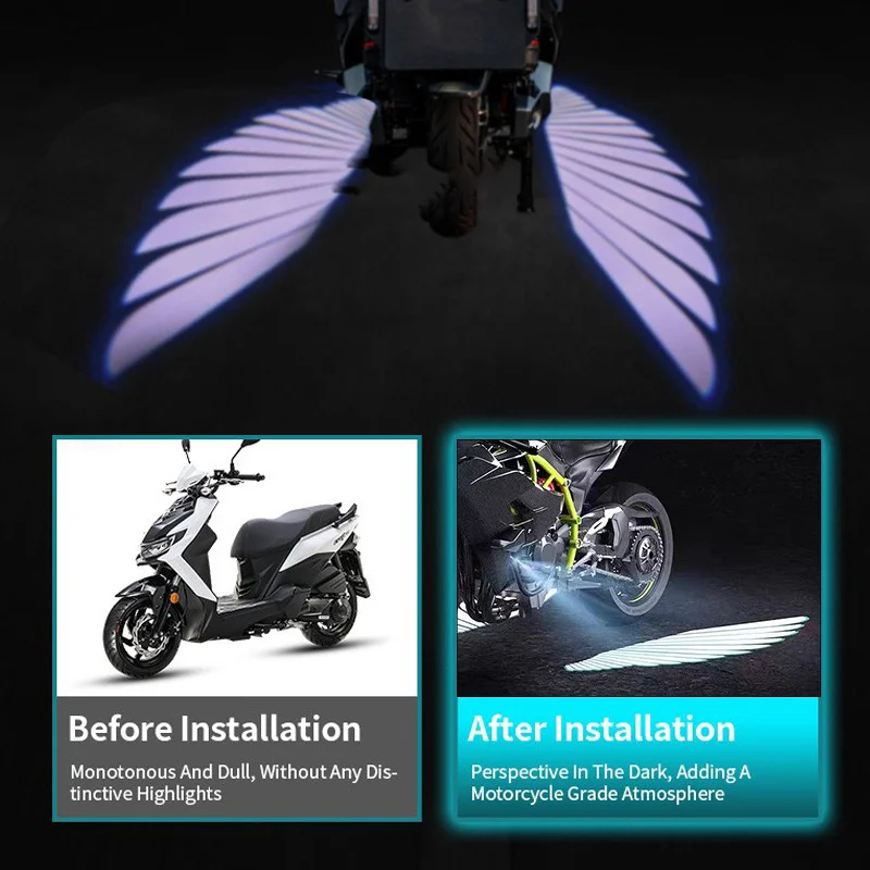 Motorcycle LED Lights Motorcycle Accessories 2Pcs Motorcycle Angel Wings LED Underbody Projection Light