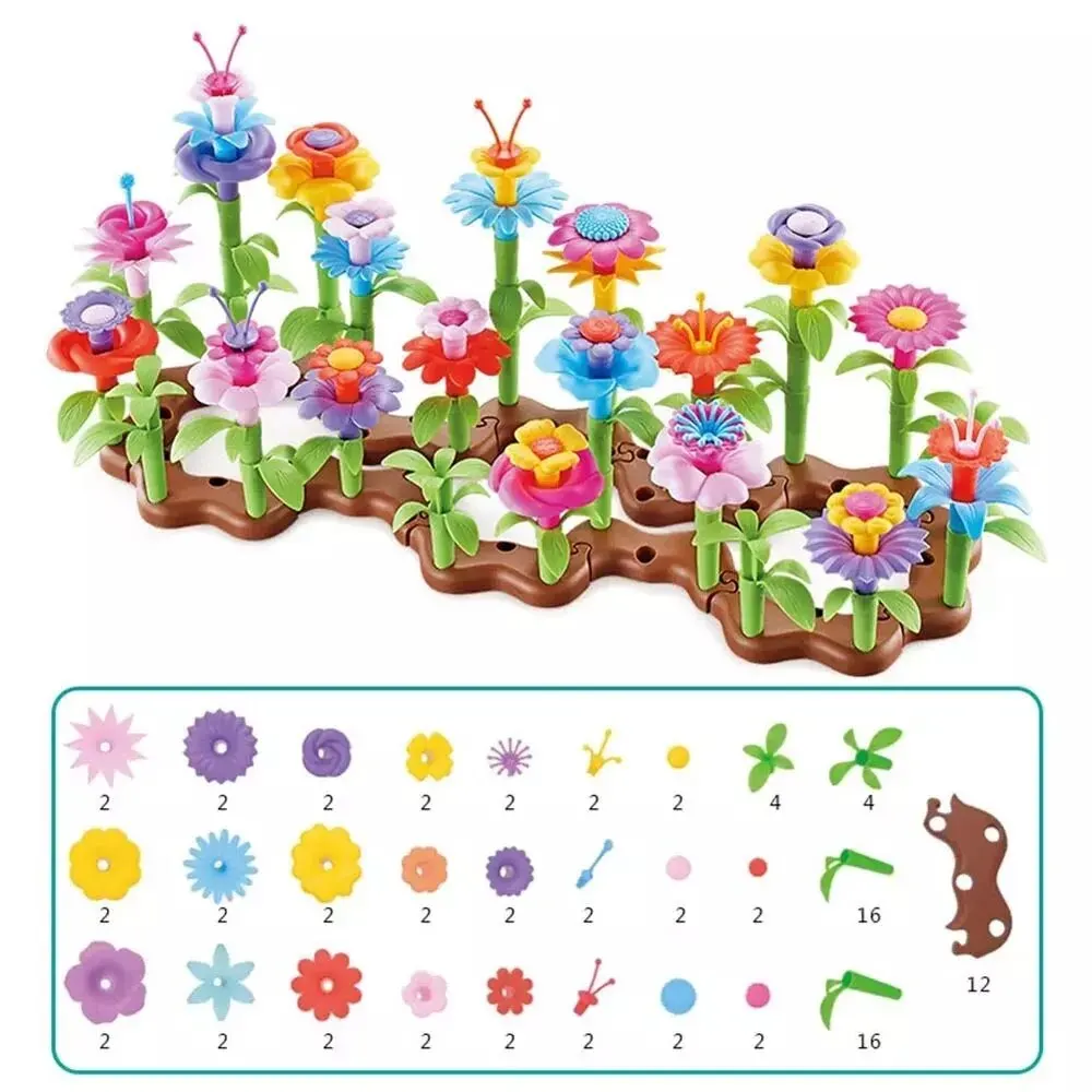 DIY CHILDREN'S Toys Handmade Flower Arrangement Puzzle Blocks Assembly Family Hundred Small Garden,puzzle toys,building blocks toys,educational garden toy
