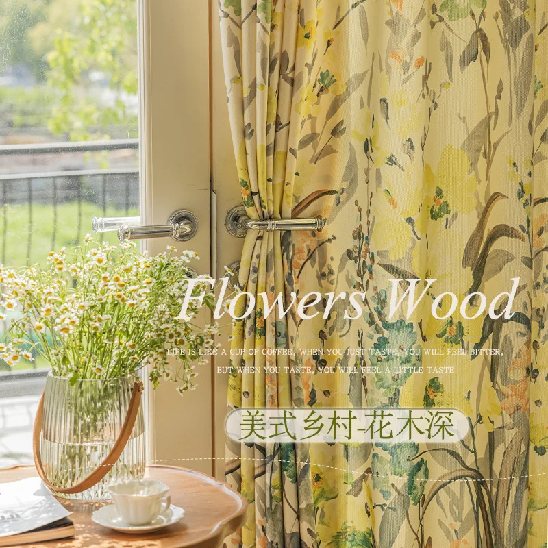 

Rural Fresh Curtains, Floral Curtains, Semi Shading Curtains for Living Dining Room Bedroom