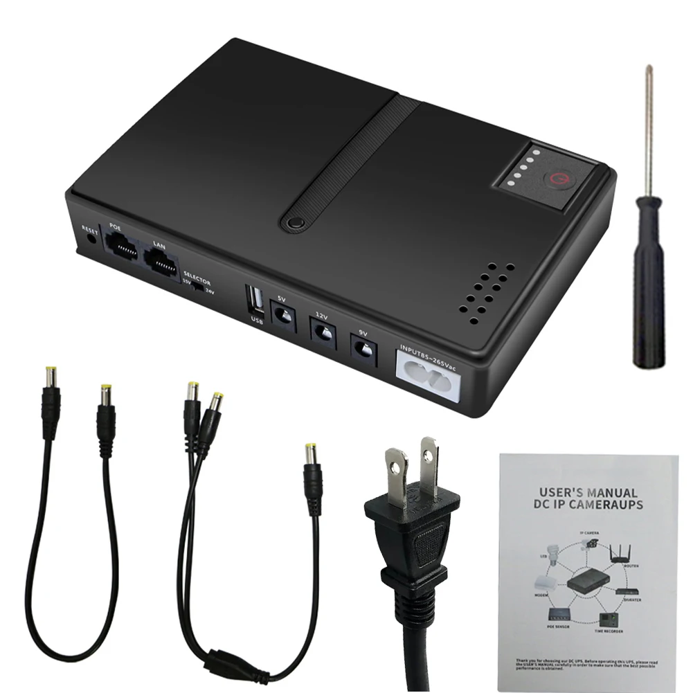 DC1018L Mini Portable UPS Uninterruptible Power Supply 5V 9V 12V Battery Backup UPS Backup Battery for WiFi Router