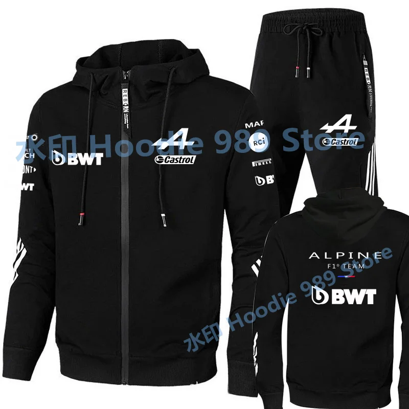 2022Spring Formula One Racer Alonso F1 Alpine team Racing Fans zipper hoodies tracksuit men's sets clothes+trousers Sweatshirt mens sweatsuits sets Men's Sets