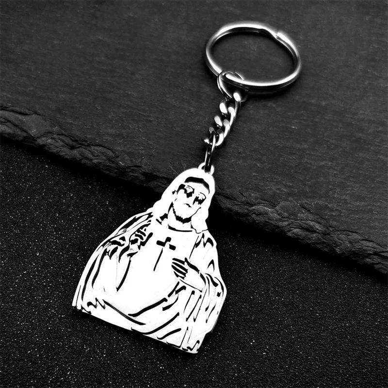 Männlich Punk Christus Jesus Kreuz Anhänger Schlüsselbund für Frauen Männer Edelstahl Gold Farbe Geldbörse Hängen Dekor Souvenir Geschenk Schmuck – Detail 8