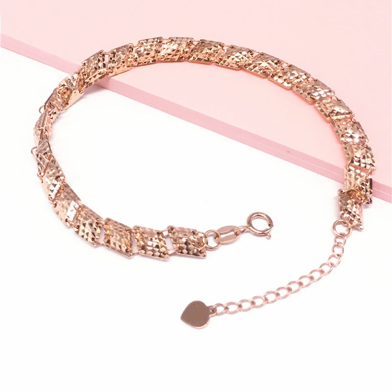 

585 Purple Gold Shiny and Exquisite Rhombusbracelet for Women Plated 14K Rose Gold Bangles Romantic Light Luxury Jewelry