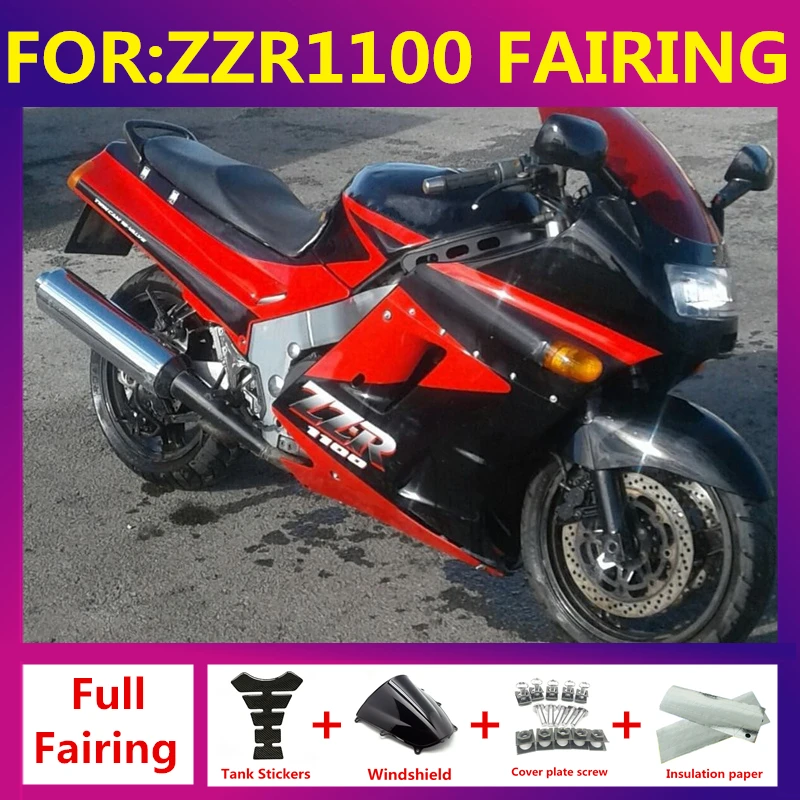 

Motorcycle Fairing Set Body Kit Plastic For KAWASAKI ZZR1100 ZZR 1100D 1993-2002 94 95 Accessories Full Bodywork set red black
