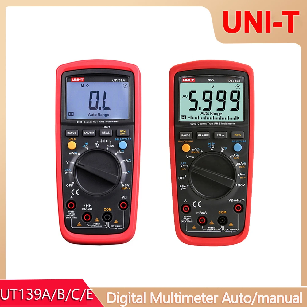 

UNI-T UT139A UT139B UT139C UT139E True RMS Digital Tester AC DC Ammeter Voltmeter Resistance Capacitance Frequency MultiMeter