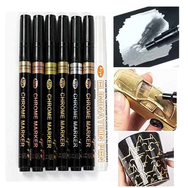 4 Colors Liquid Mirror Chrome Marker Pen Gold Red Gold Copper Gold