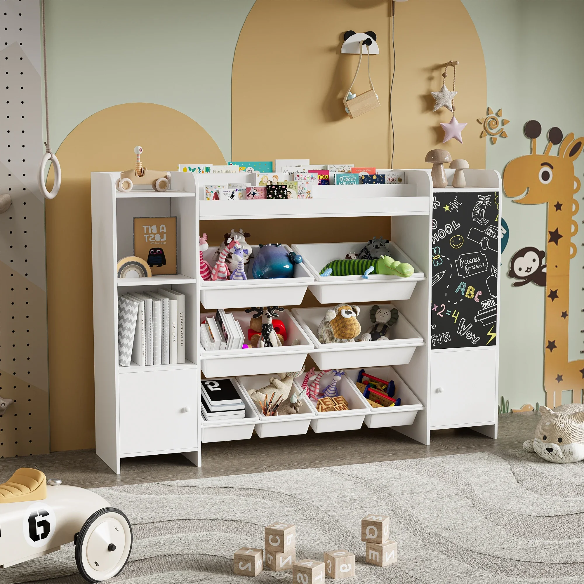 Rosahqnda Kinder-Bücherregale, multifunktionales Kinder-Bücherregal, Bücherregale und Spielzeugaufbewahrung mit Schublade, Kleinkind-Bücherregal – Detail 6