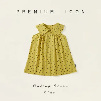 Summer Children Girls Sleeveless Dress New Dot Printed Toddler Girls Tank Dress Korean Cotton Single Breasted Baby Girl Sundress