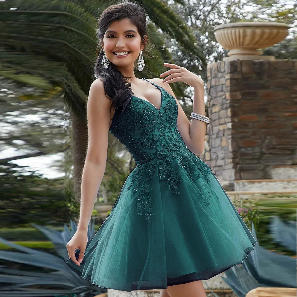 Prom Dresses Prom Dress Bomaris Light Blue Homecoming Dresses Spaghetti Straps Lace Beading Girls Sweet Graduation Short Prom Party Vestidos Customized