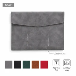 Customized Leather Executive Folder with Laser - Engraved Personalization (Gray)