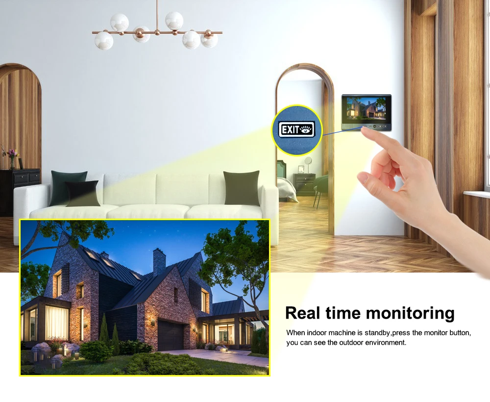 7" 2.4GHz Home Wireless Video Doorbell Office Tamperproof Wireless Vi