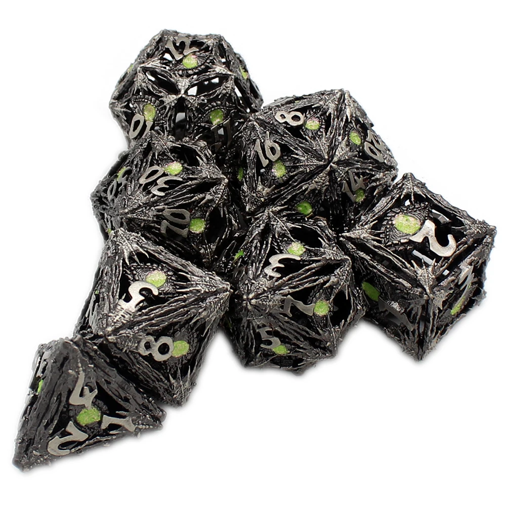 Hollow Metal Dice,New Eye Flying Dragon D&D Dice, 7 PCs DND Dice, Polyhedral Dice Set, for Role Playing Game Pathfinder