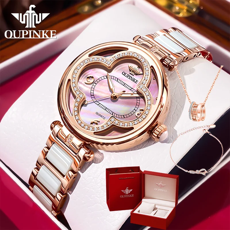 

Элегантные женские часы OUPINKE 3272, высококачественные роскошные брендовые кварцевые женские часы с водонепроницаемым циферблатом и изысканной подарочной коробкой