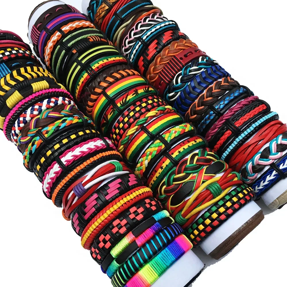 Leather Bracelets 25 Pcs/set Handmade Men Bangle Jewelry Gift leather braided bracelet,leather bracelet,braided rope bracelet,cloth braided bracelet