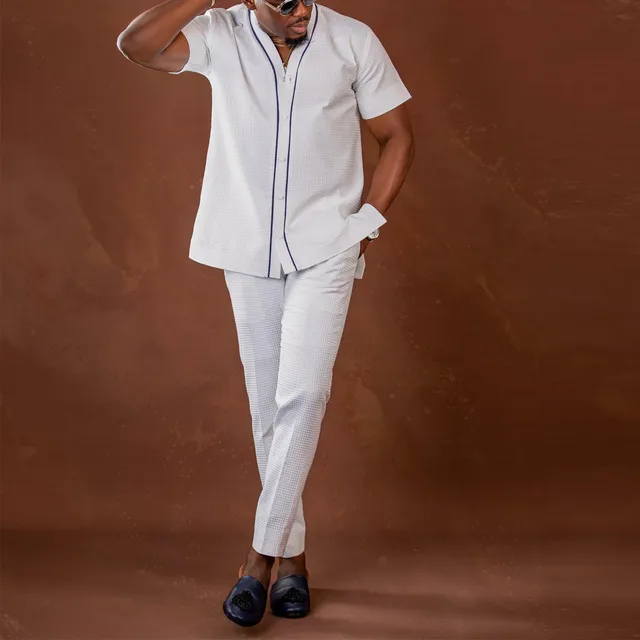 Adekunle 2 Piece Short Sleeves V Neck Simple  Top and pants - Image 3
