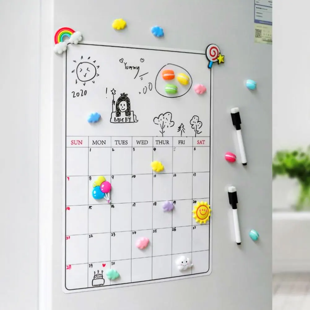 

New A3 Magnetic Dry Erased Refrigerator Whiteboard Kitchen Fridge Calendar Message Board Pens Student Kids Monthly Planner Board