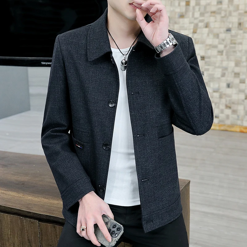 

High Quality New Brand Casual Fashion Lapel Autumn Winter Coat 2023 Men Clothing Fashion Jacket Solid Classic Windbreaker L220