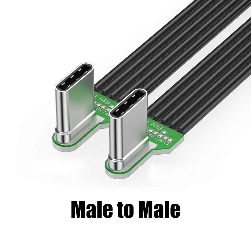 JCD USB-C 소프트 플랫 실리콘 코드 남성-남성 / 남성-여성 어댑터 타입-C 데이터 고속 충전 케이블 휴대폰 태블릿용