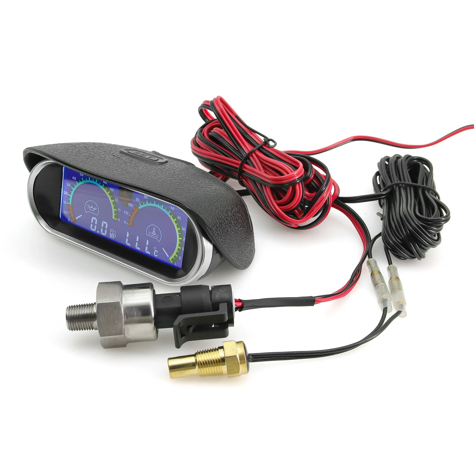 Universal 2 in 1 Car Gauges Digital Oil Pressure Gauge + Water Temperature Gauge