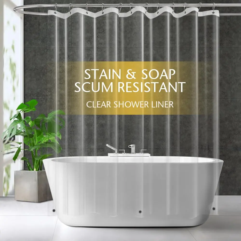 Clear Shower Curtain Waterproof White Gray Bath Curtains Liner Transparent / Pink Bathroom Mildew PEVA Home Luxury with Hooks Clear Shower Curtain Waterproof White Gray Bath Curtains Liner Transparent / Pink Bathroom Mildew PEVA Home Luxury with Hooks