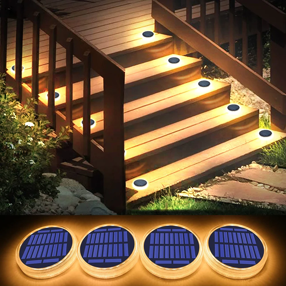 Led Solar Deck Lights Outdoor Waterproof Lawn Lamps Battery Powered