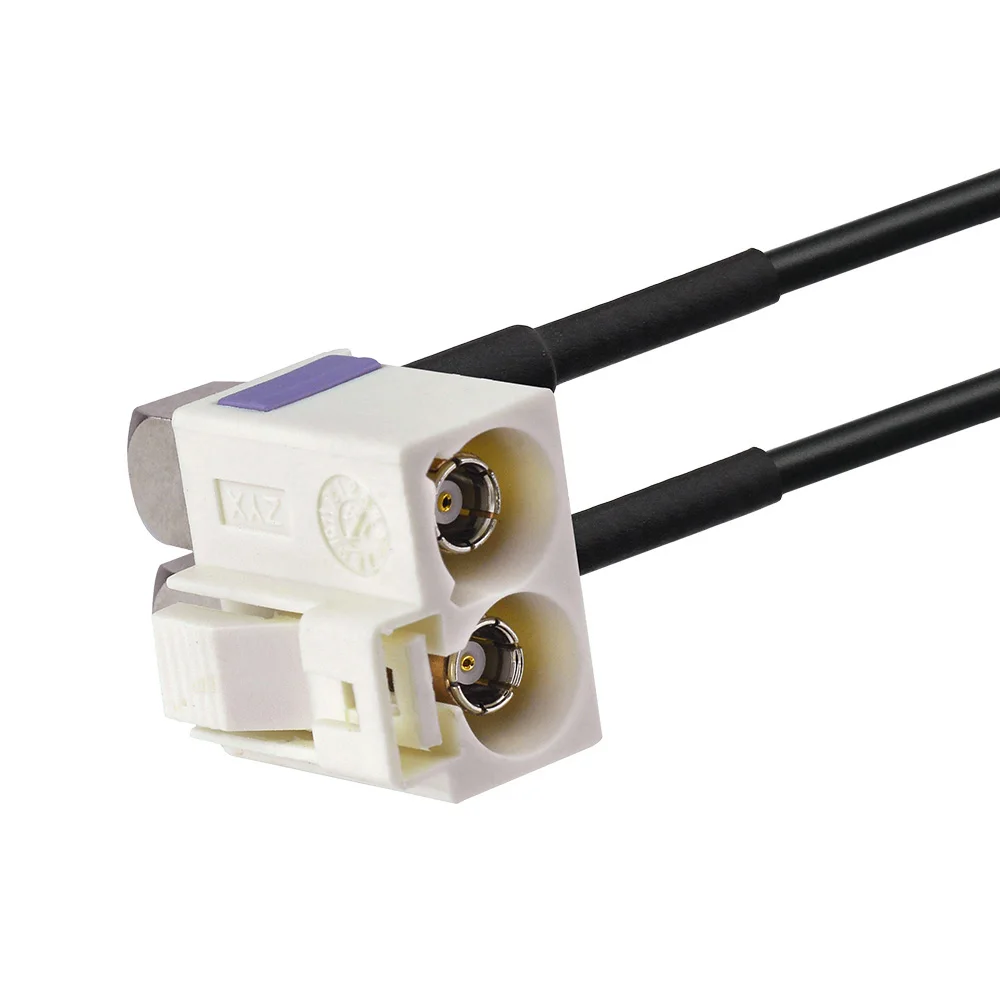 Superbat Fakra Double "B" White Female to Fakra "Z" Male Pigtail Jumper RF Coaxial Cable RG174 30cm for Radio With Phantom