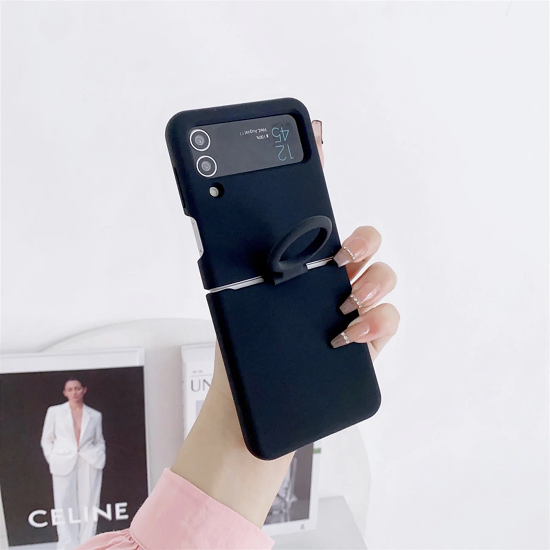 Luxury Liquid Silicone Solid Color Case with Ring - Shockproof Cover