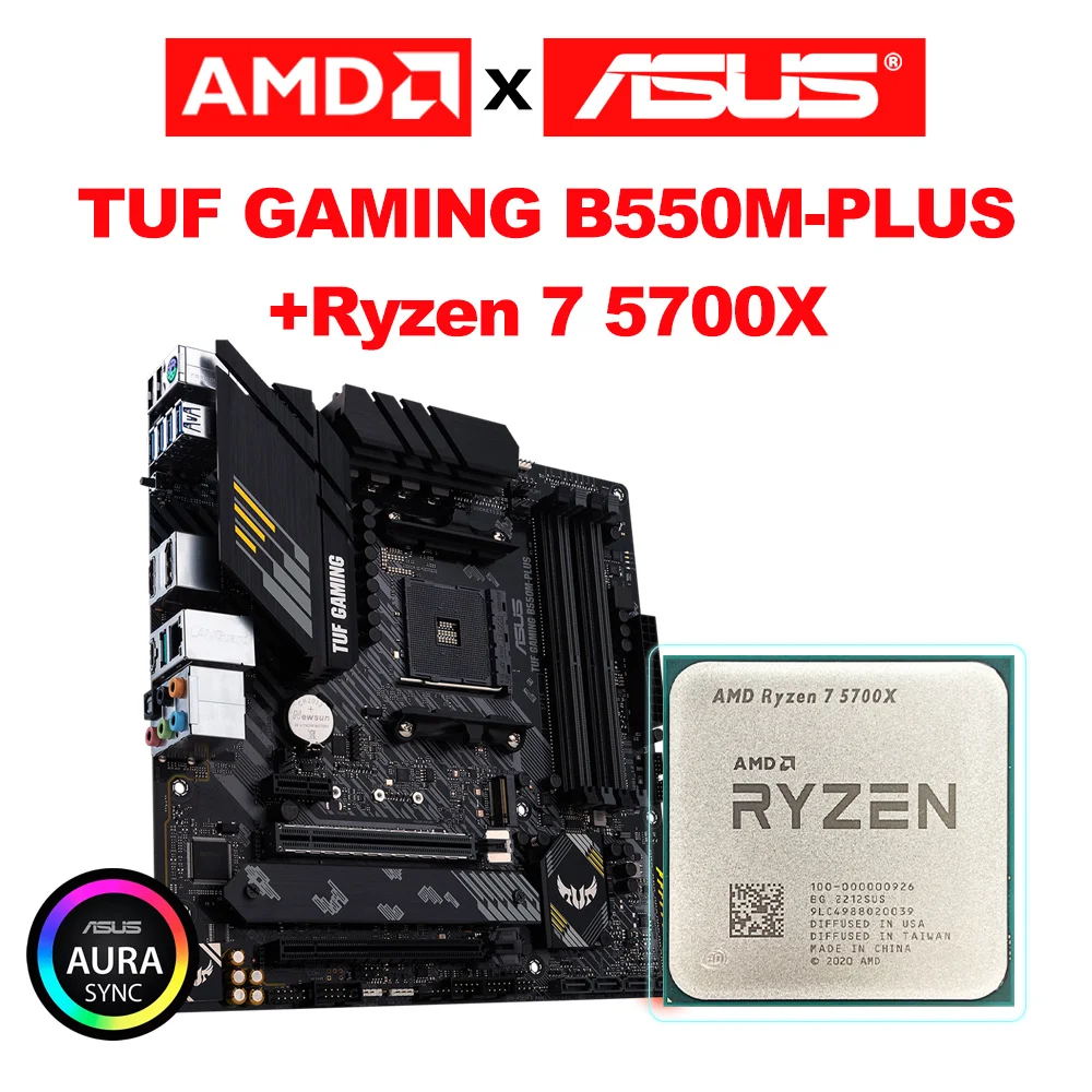 

Новинка, игровая материнская плата AMD Ryzen 7 5700X + ASUS TUF, системная плата Micro-ATX B550M AMD B550 DDR4 4800(OC) МГц 128 ГБ M.2 SATA, разъем AM4