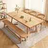 Dining Table Full Of Solid Wood Logs For Eating, Thickened Household Simple Modern Rectangular Table And Chair Combination 2