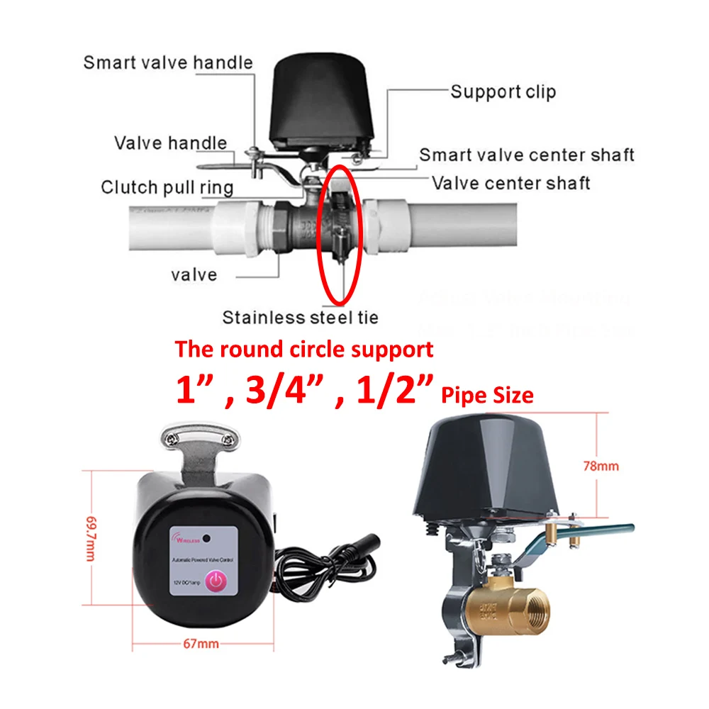 Tuya Smart WiFi ZigBee Wasser-Gas-Leckventil EIN/AUS Automatische Steuerung Countdown-Timer-Ventil Alexa Google Home Shut Off Controller