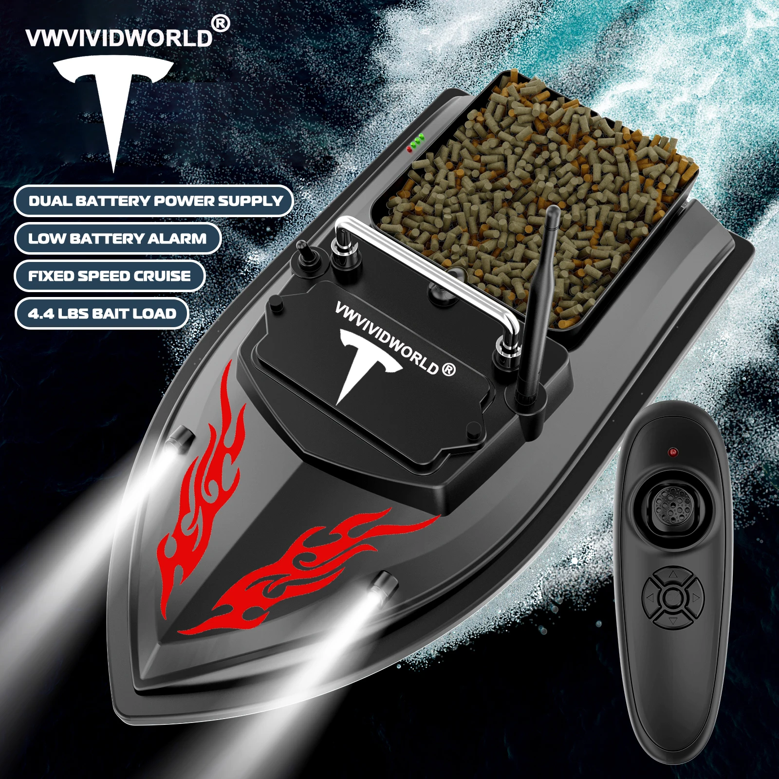 Remote Control RC Fishing Bait Boat 2KG Loaded Fixed Speed Cruise Waterproof High Speed 4 Night Light fishing tools fishing tool fishing tackle