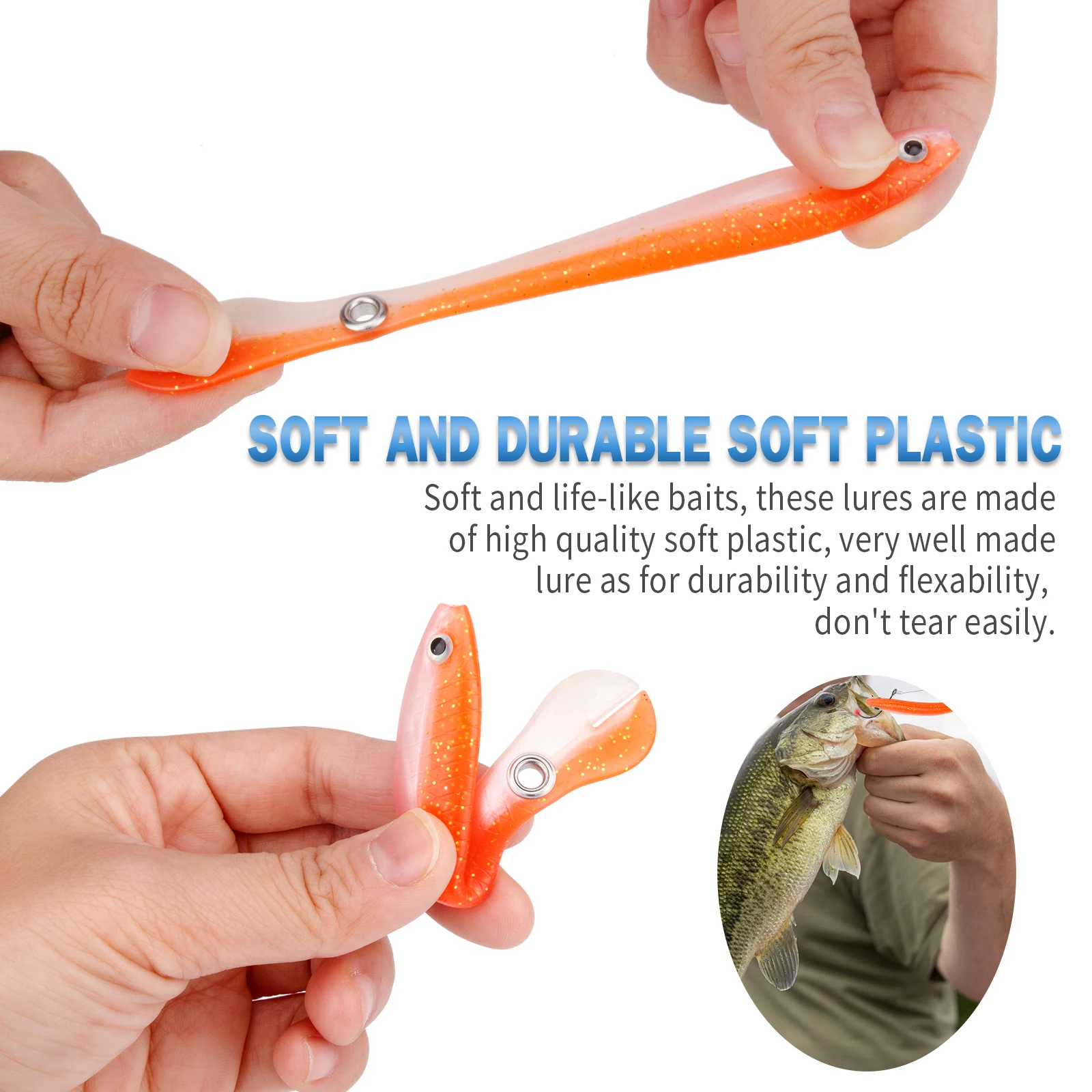 10 Leurres Souples Tête De Gabarit – Appâts Plastique Pour Basse – Eau Douce Et Salée