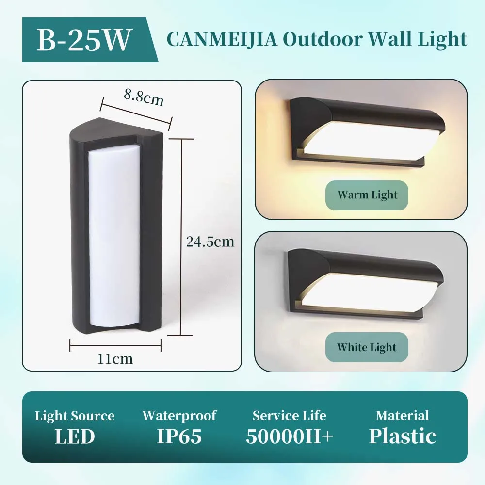 ตัวเลือกสินค้า โคมไฟผนังกลางแจ้ง IP65 กันน้ำ 25W ประหยัดพลังงาน