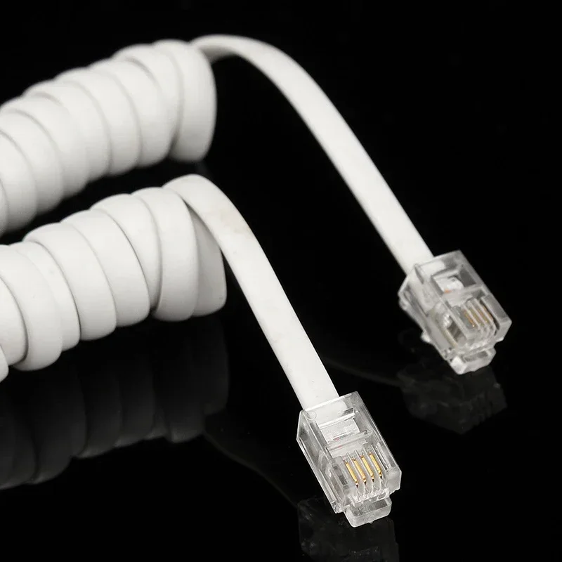 Telephone Handset Cord 2M Coiled Telephone Handset Cable RJ10 Phone Lead Extension Curly Spring Cord Modular Coiled Cable Cord RJ10 4P4C-4P4C