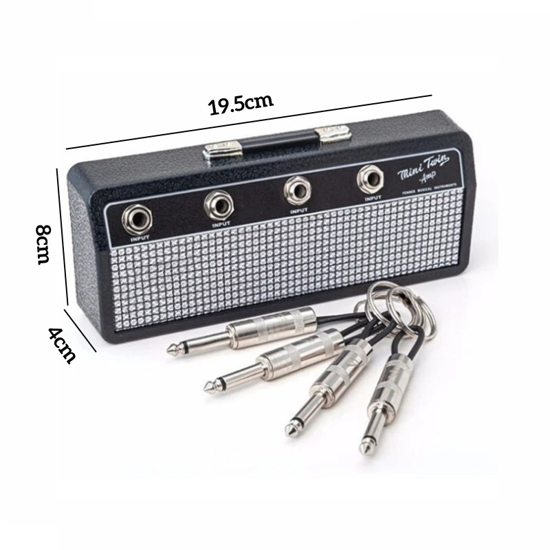 Retro Radio Wall Mounting Key Holder Vintage Guitar Keychain with 4 Plugs Creative Wall Hangers Rack Home Decoration Hooks Gift 5