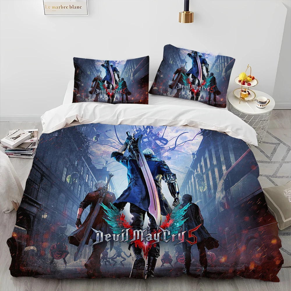 

D-Devil May Cry DMC Game Gamer Comforter Bedding Set,Duvet Cover Bed Set Quilt Cover Pillowcase,king Queen Size Bedding Set Kid