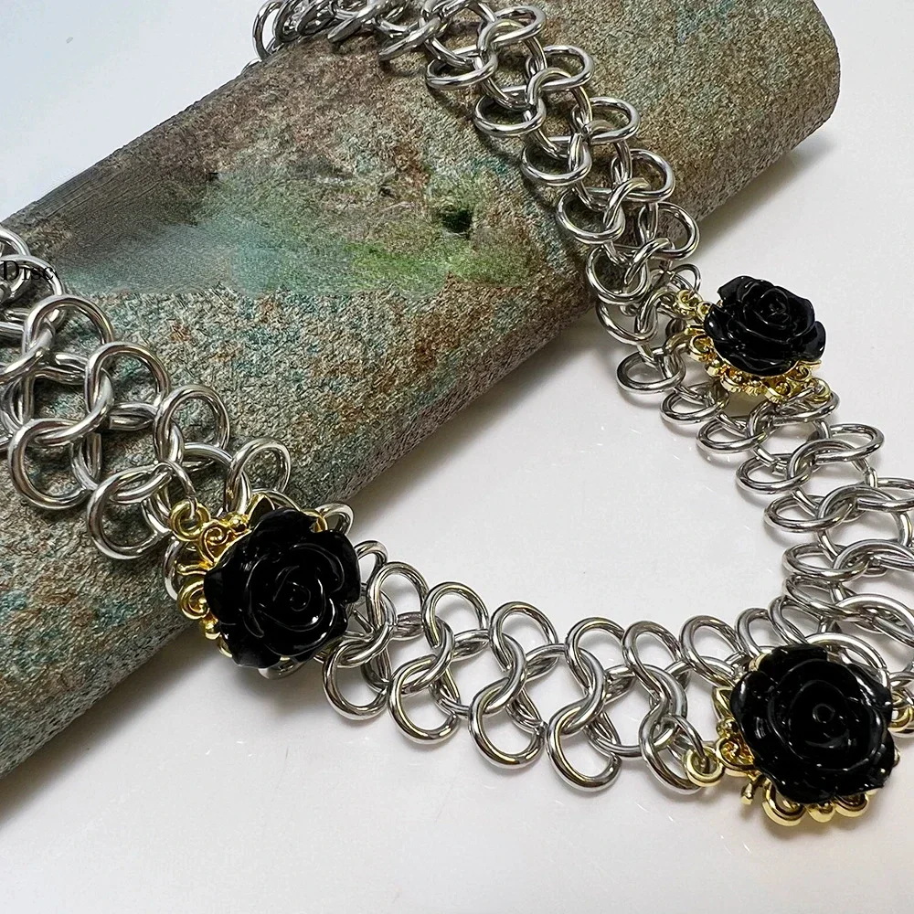 

Уникальное сексуальное черное ожерелье с цветком камелии из смолы для женщин и девушек модная Милая стильная цепочка до ключиц ювелирные изделия изысканный подарок