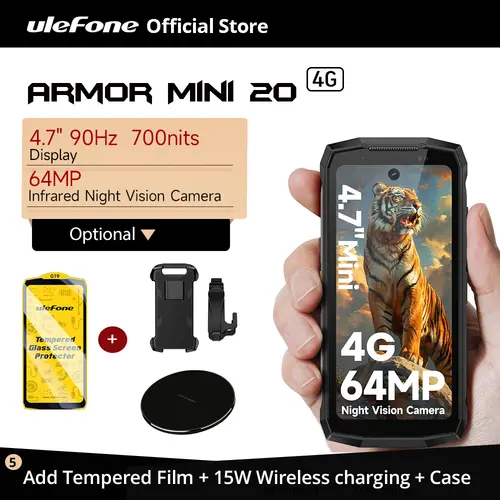 Ulefone Armor Mini 20 4G 4.7" Rugged Phone 64MP Night Camera Android 14 Smartphone 6200mAh Mobile phone NFC 16GB+256GB 33W G99 - Image 11