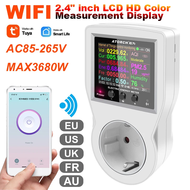 Digital Wattmeter WIFI 220V AC Power Meter Electricity Consumption Energy Meter Power Wattage Electricity power meter energy meter