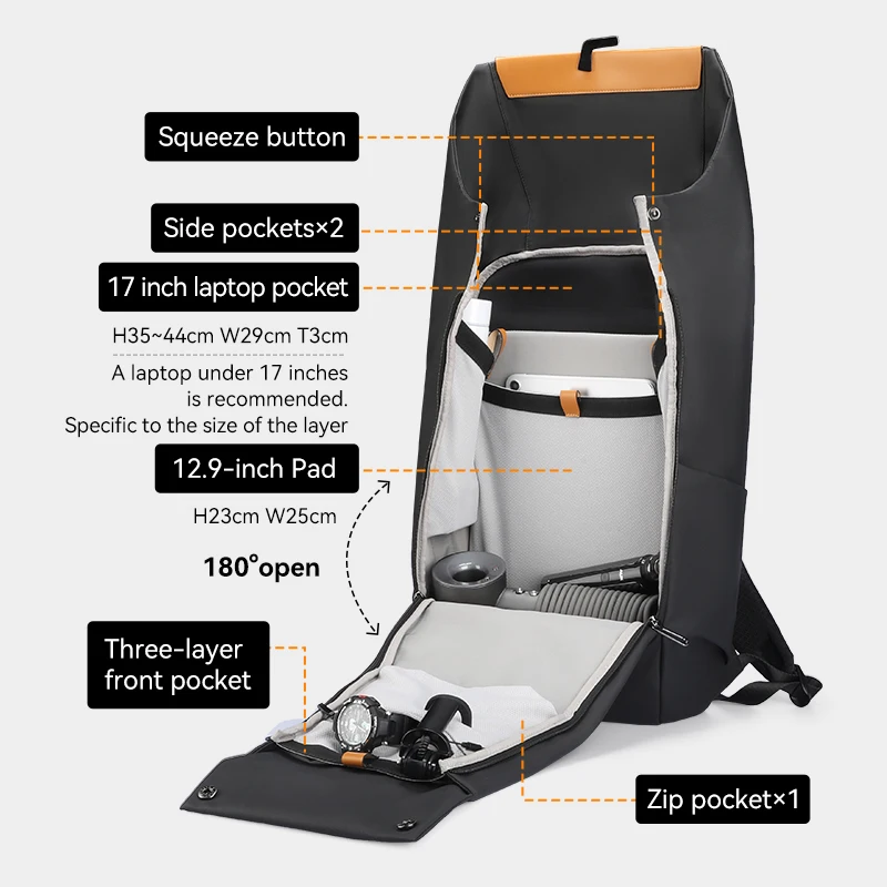 Mark Ryden New Men Backpack Waterproof 17 Inch Laptop Backpack Multifunction Business Travel Backpacks For Men Large Capacity